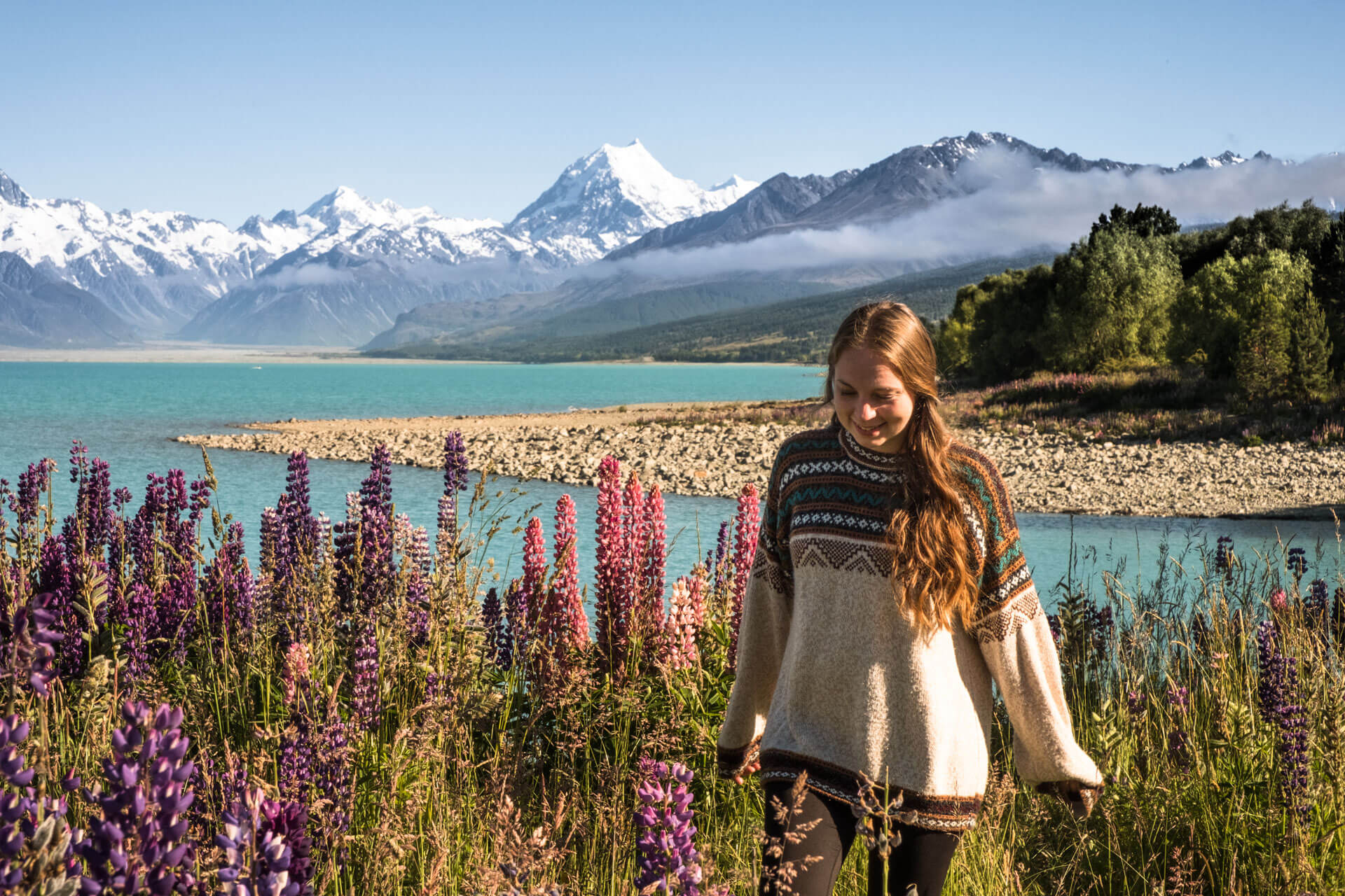 Sprachreisende in Neuseeland mit Blick auf den Mount Cook bei Christchurch