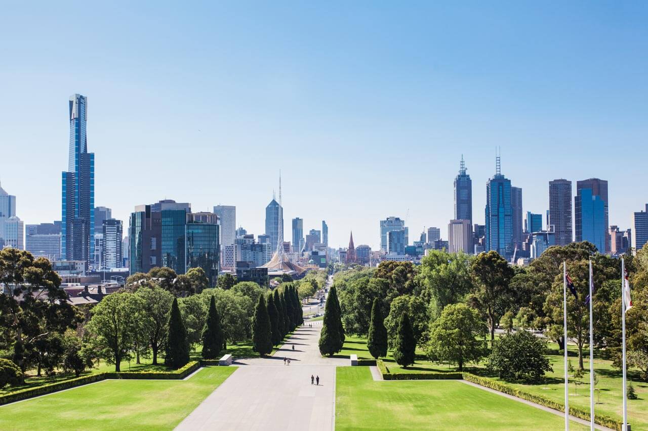 Sprachreise nach Melbourne, Lernen im grünen Stadtpark nach dem Unterricht.