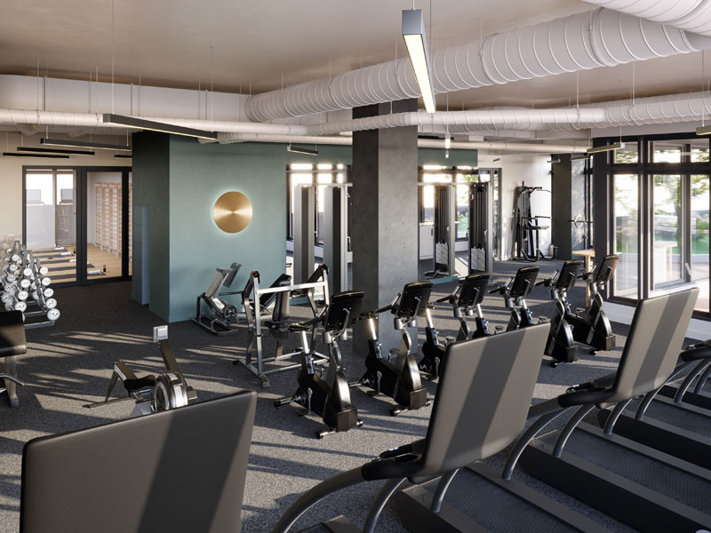 Helles Einzelzimmer für Sprachschüler mit Schreibtisch und modernem Design